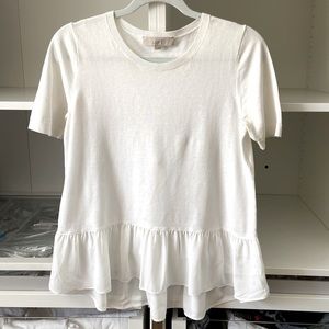 Loft short sleeve sweater with silk peplum